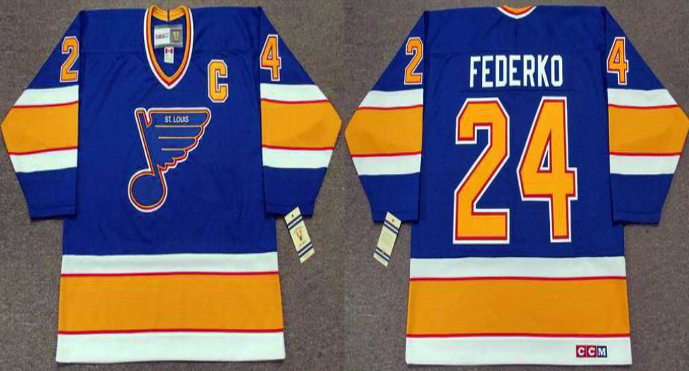 2019 Men St.Louis Blues #24 Federko blue style2 CCM NHL jerseys->st.louis blues->NHL Jersey
